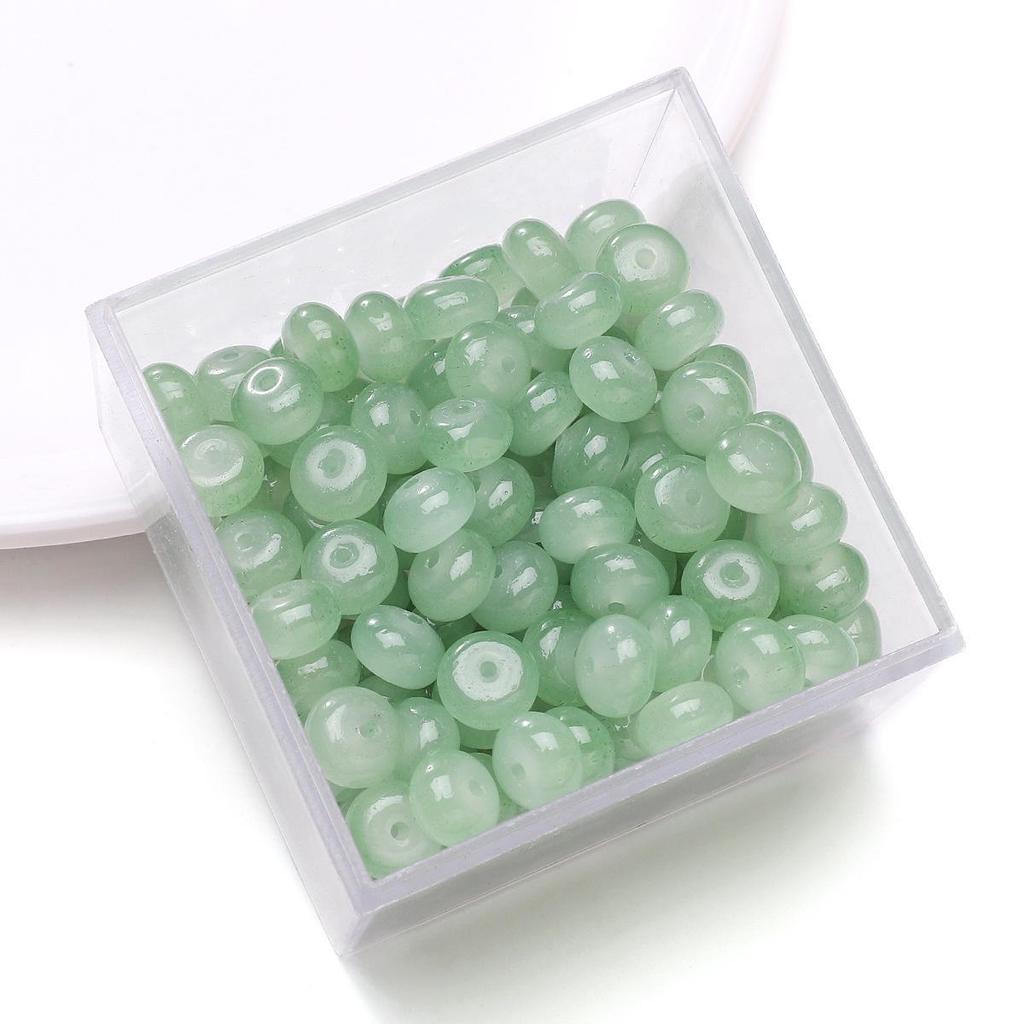 Contas de imitação de jade de vidro: Redondo, Plano Estilo Ábaco para Colares e Pulseiras DIY.