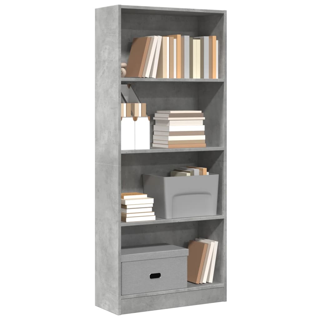 Vidaxl Shelf, Concrete Gray, 60X24X143 Cm, Wood-Based Material