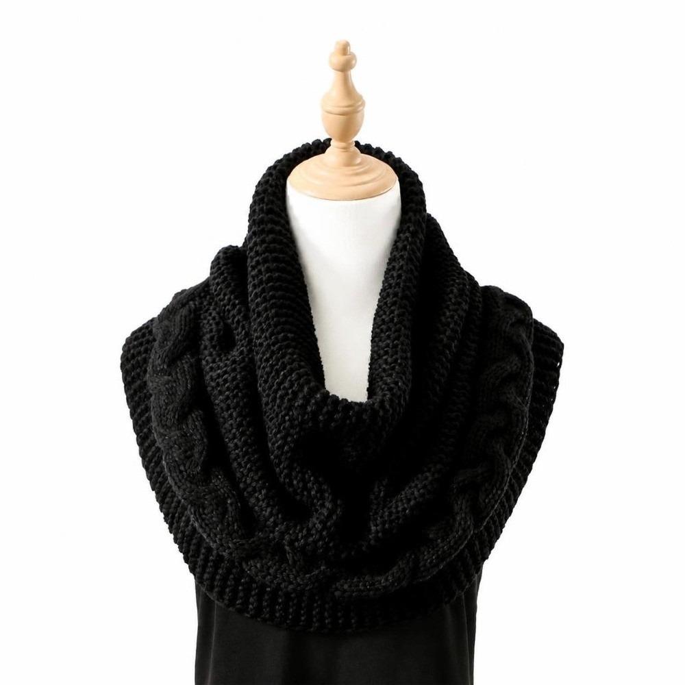 Thickened Women's Knit Scarf Warm Winter Neck Warmer Versatile Hooded Scarf Winter Wear