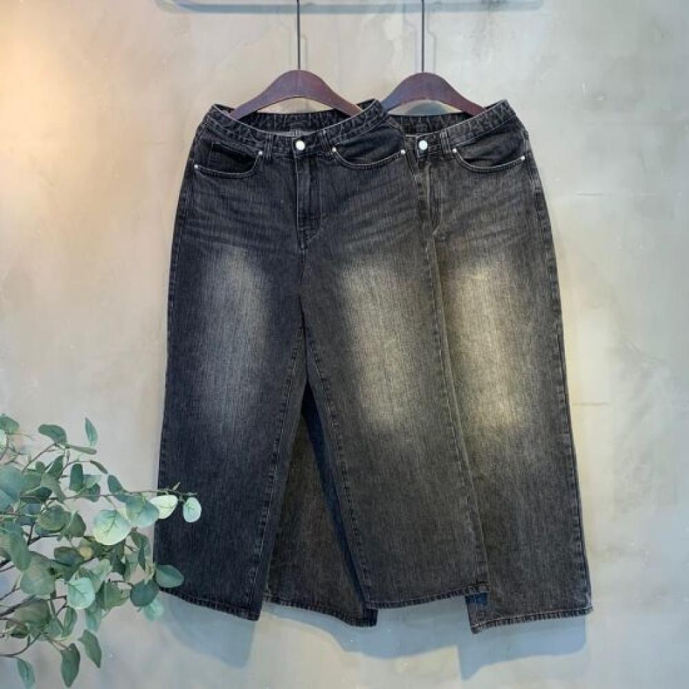 C S In The Room Ykk Zipper 3d waShed Wide jeanS 2Color