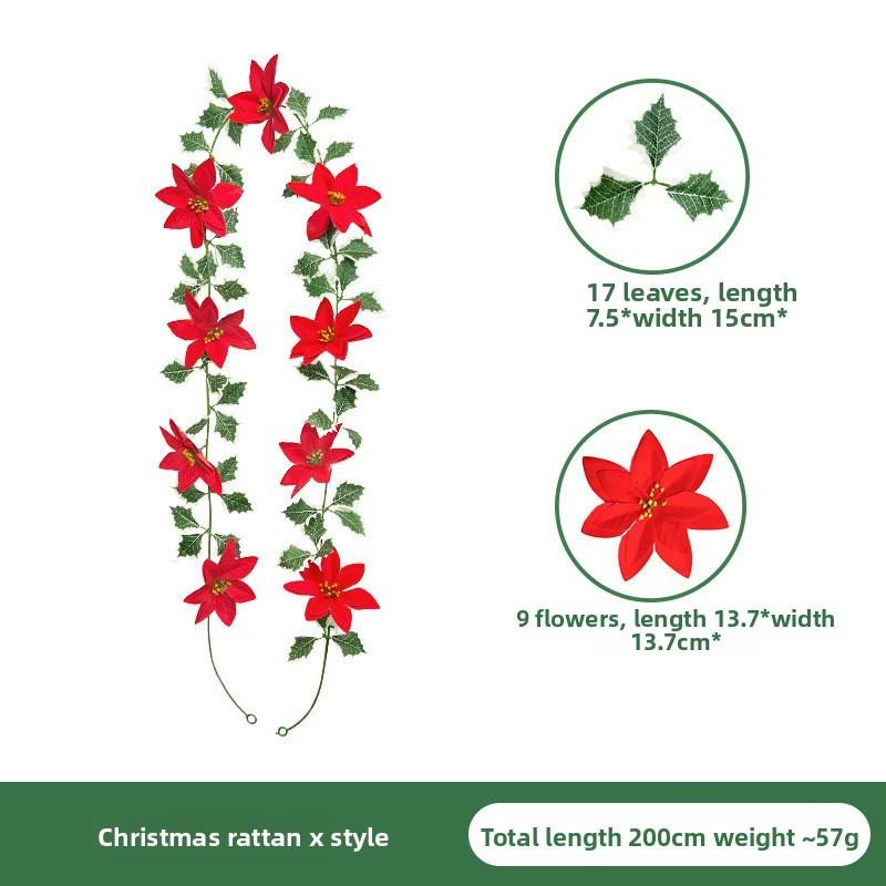 Christmas Simulation Red Fruit Vine With Artificial Pine Needles For Holiday Home Decor