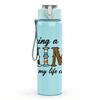 1PC Being A Mimi Text Pattern 750ml Color Plastic Sports Water Bottle Leakproof Flip Straw Lid Suitable for Sports Office Home Use