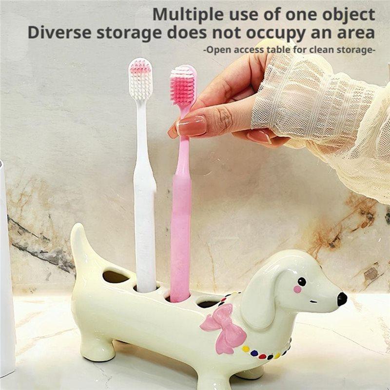 ABKY-Dachshund Toothbrush Holder Storage Rack Bathroom Sink Washstand Toothbrush Base Decoration