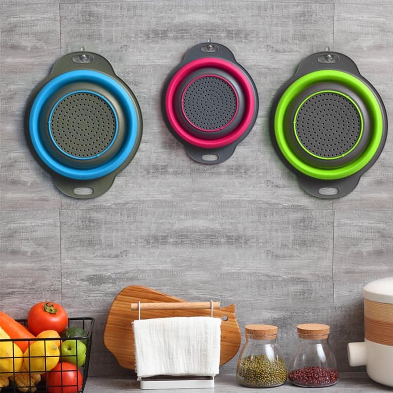 Foldable Silicone & PP Multifunctional Kitchen Drain Basket for Fruits & Vegetables