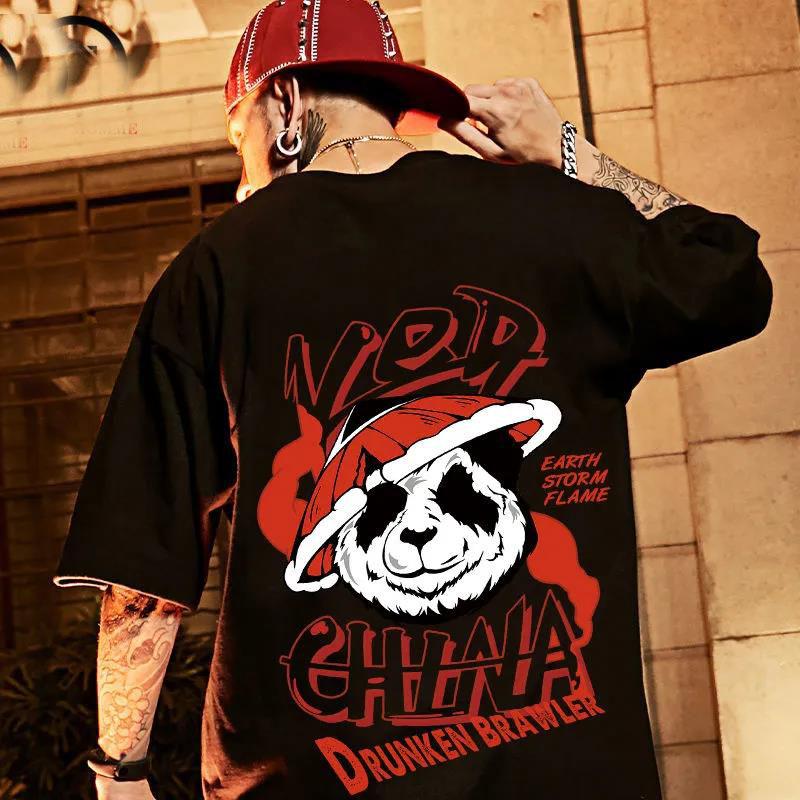 Summer Oversized T-shirts O-neck Short Sleeves Casual Loose Pullover Graphic Tees for Youth Hip Hop Chinese Trend Men Shirts