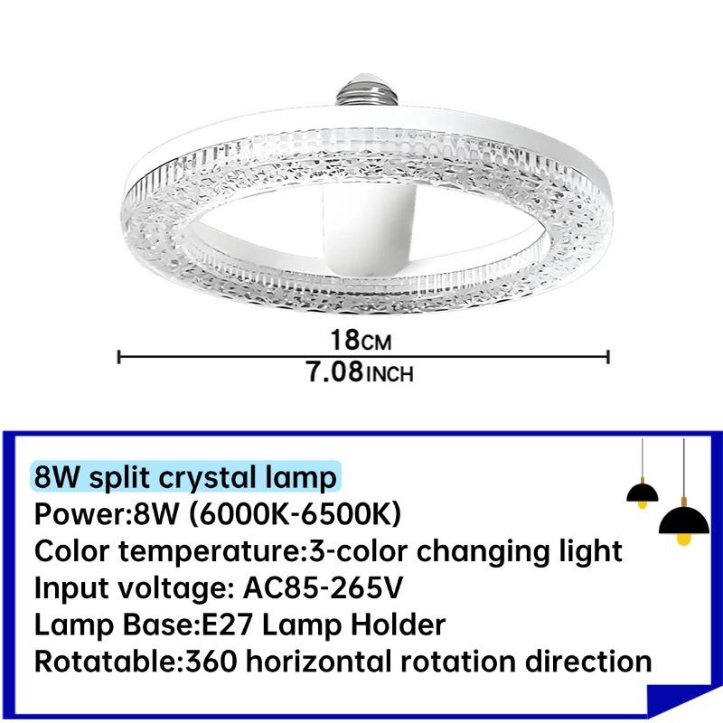 New LED ceiling light crystal E27 bulb 18W 24W pendant light AC220V 110V living room, bedroom, corridor, indoor lighting