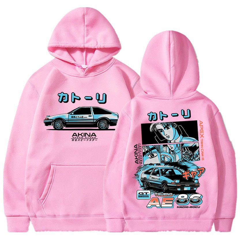 Anime AE86 Cartoon Hoodie with Velvet