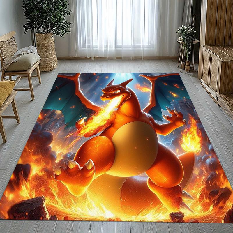Charizard Charmander Pokemon Living Room Non-Slip Area Rug Soft Carpet for Bedroom Kids Playroom Sofa,Home Decor Doormat Gift