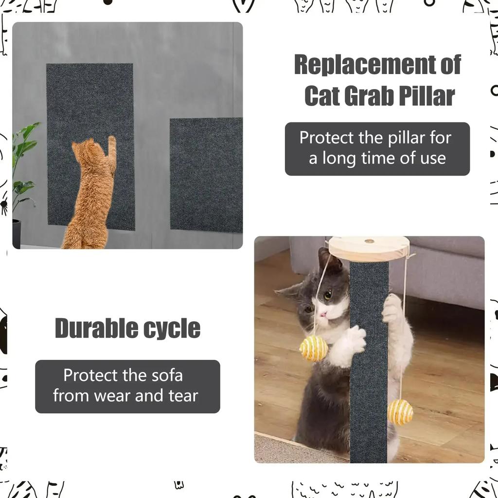 Cat Scratching Mat Cat Scratcher Sofa Tape Scratching Post Self-adhesive Carpet Cat Scratch Furniture Protector Cat Accessories