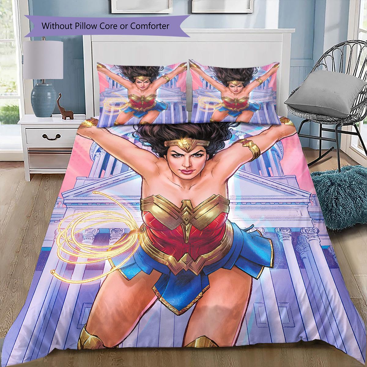 

Wonder Woman Bedding Set, 1 Duvet Cover & 2 Pillowcases, Elegant Home Decor, Perfect Gift for DC Fans 135x200cm