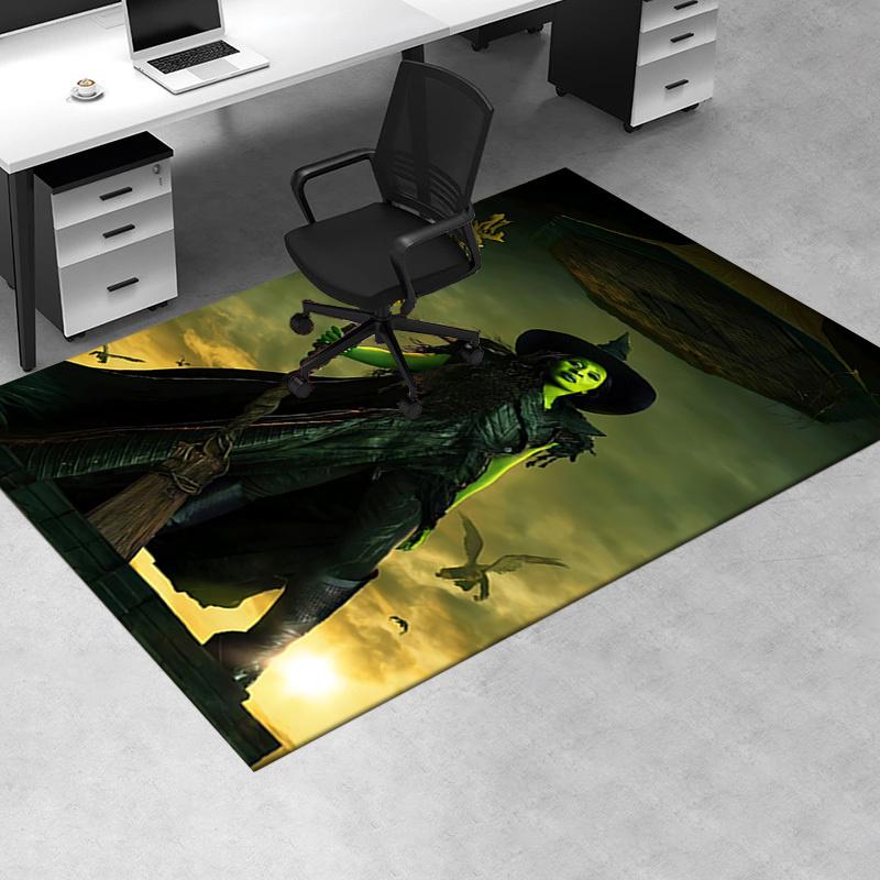 Wicked, Broomstick Pattern Polyester Office Carpet Chair Mats, Home Decor Dormitory Floor Protector with Anti-Skid Backing, Large Area Cover