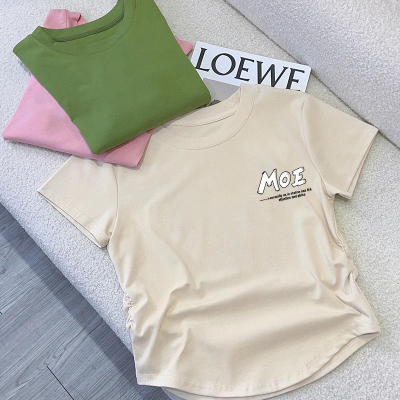 

Women s Pure Cotton Short Sleeve T-shirt, 2025 Summer Korean Style Slimming Fashion Top 2XL [130-140 lbs]