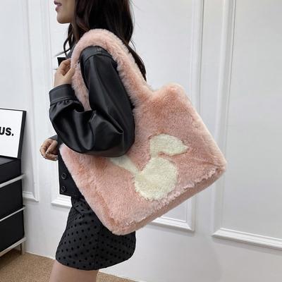 Autumn and Winter Large-capacity Bag Women's New Cute Rabbit Plush Bag Office Worker Simple Shoulder Bag