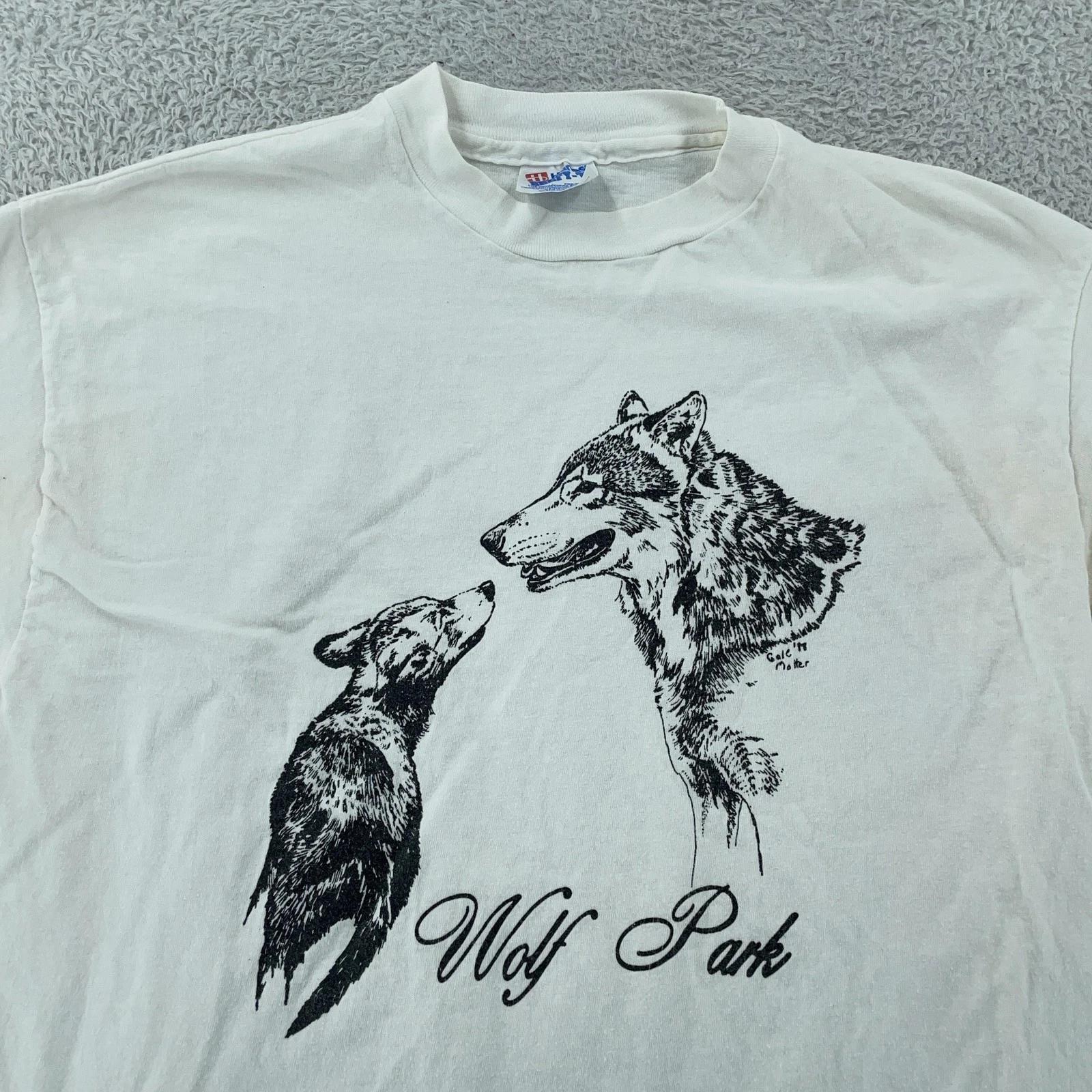 

Vintage 90s Wolf Park T-Shirt Mens Medium/Large Nature Conservation USA L