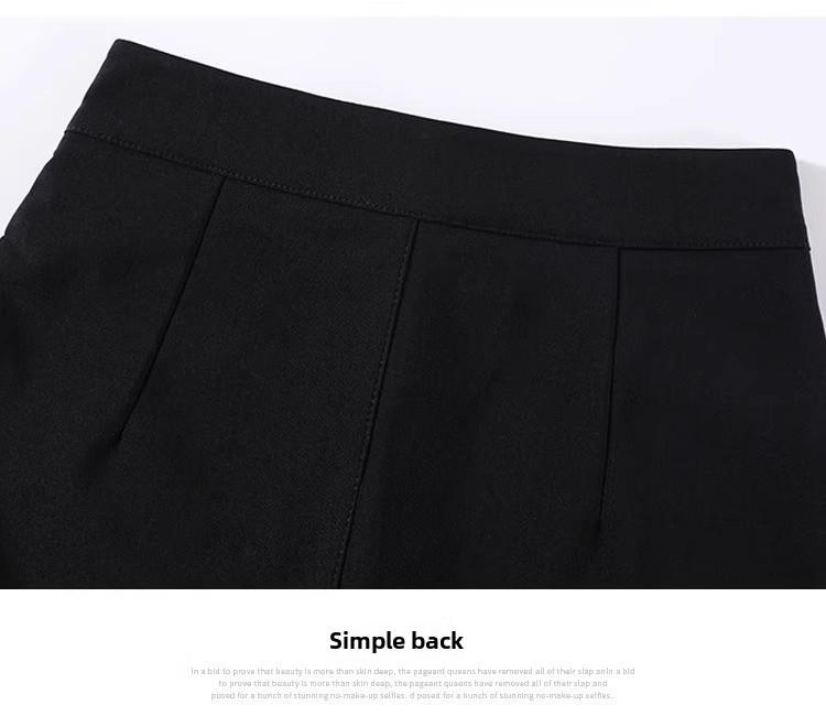 2024 Damen Schwarzer High Waist A-Linien Plissierter Kurzer Rock mit Kordelzug