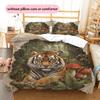Vintage tiger  Pattern Bedding Quilt Set Quilt Cover Pillowcase Home Decoration  Gift (1 * duvet cover + 2 * pillowcase, without core)