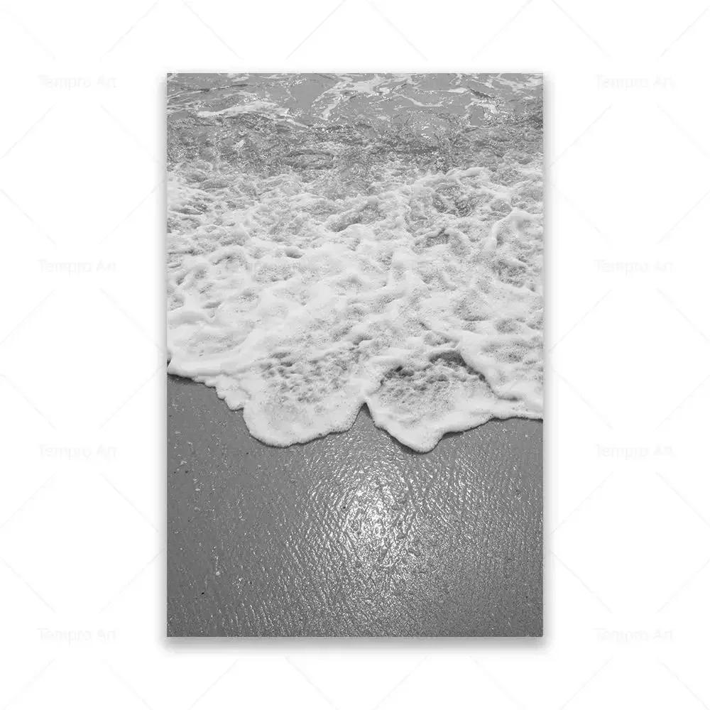 Black White Poster Ocean Sea Wave Nature Landscape Aesthetic Canvas Painting Posters and Prints For Living Room Decoration