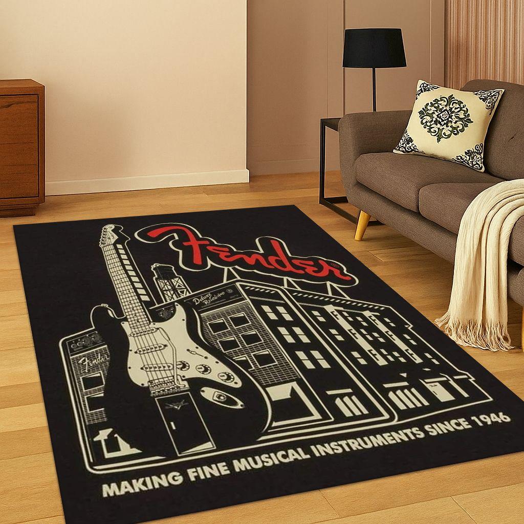 

3D Килим-килимок з логотипом гітари Fender Bass для спальні, вітальні, біля дивана, килимок для вхідних дверей, прикраса для дому, нековзкий килим, подарунок 40x60cm