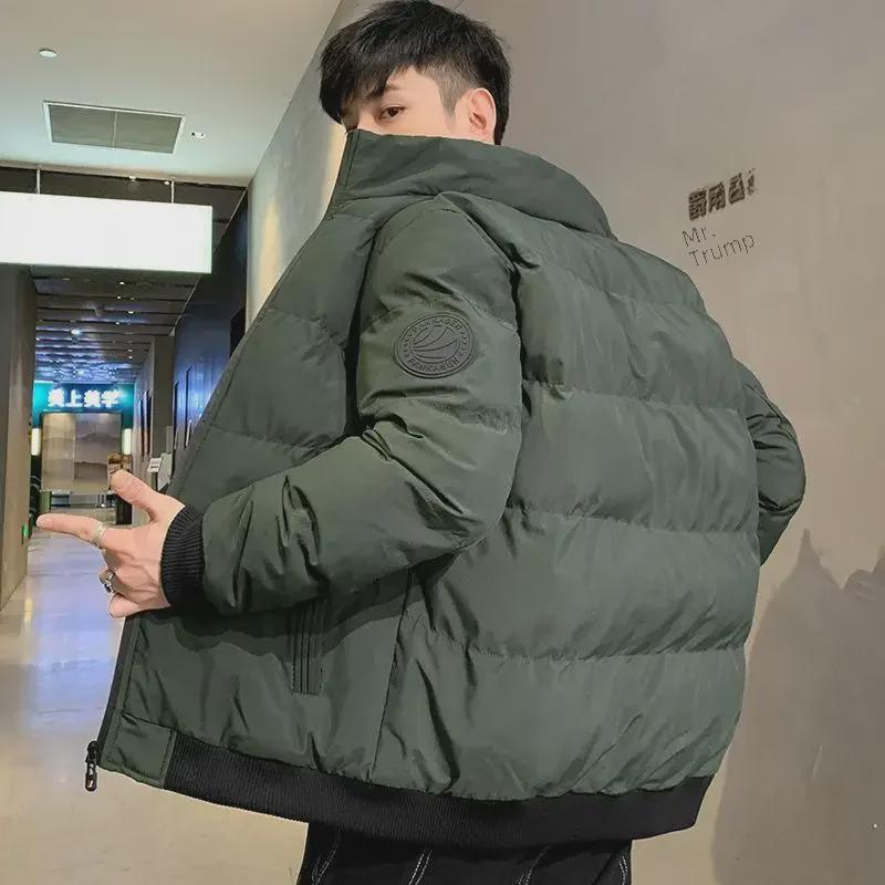 

Мужская модная зимняя куртка со стойкой, теплая и толстая хлопковая куртка однотонного цвета, повседневный дизайн в корейском стиле 5XL армия зеленый