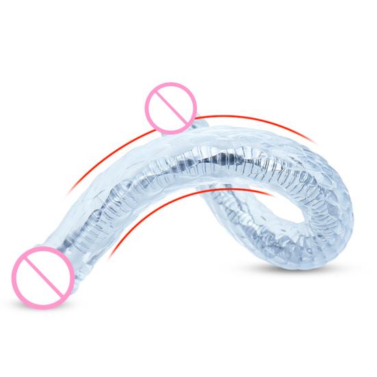 Flexible Double Headed Dildo Realistic Bendable Strap-On Toy for Couples Long