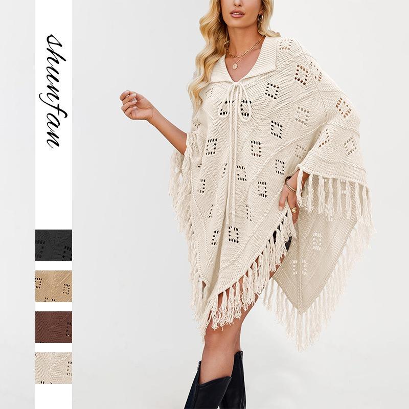 New Autumn and Winter Women's Clothing Fashion Shawl Fringed Knitting