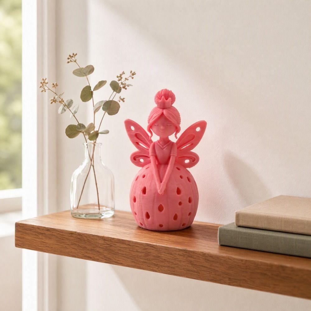 Hollow-out Fairy Girl Figurine Ornaments Desktop Ornaments Cute Fairy Candlestick Desk