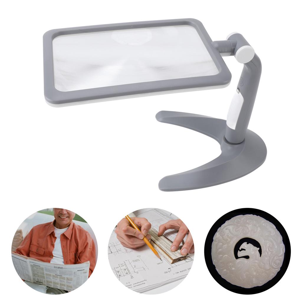 Lupe mit Lichtständer 48 LEDs 2,5-fache Drehung 3 Farbtemperaturen Lupe zum Lesen für Senioren Niedrig