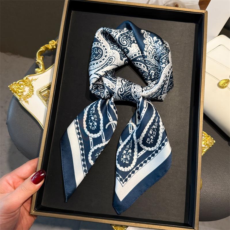 Luxury Paisley Design Silk Square Scarf Women Satin Shawls Neckerchief Smooth Scarves Summer Bandana Hjiab Wrap Foulard
