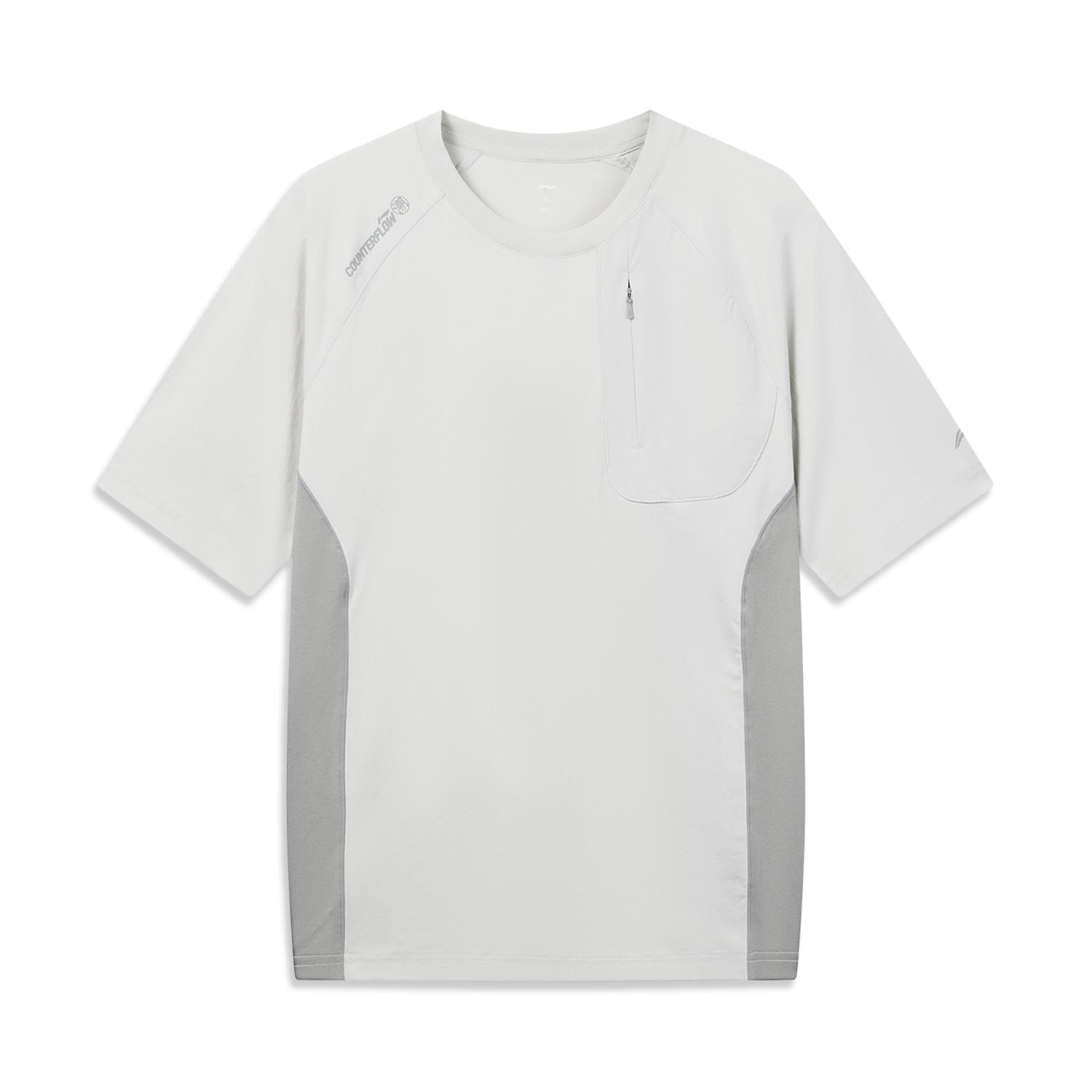 Li-Ning Outdoor CF Quick-Dry Cool Sun Protection Round Neck Short Sleeve T-Shirt Unisex Tops Static-Gray ATSW409-2 L