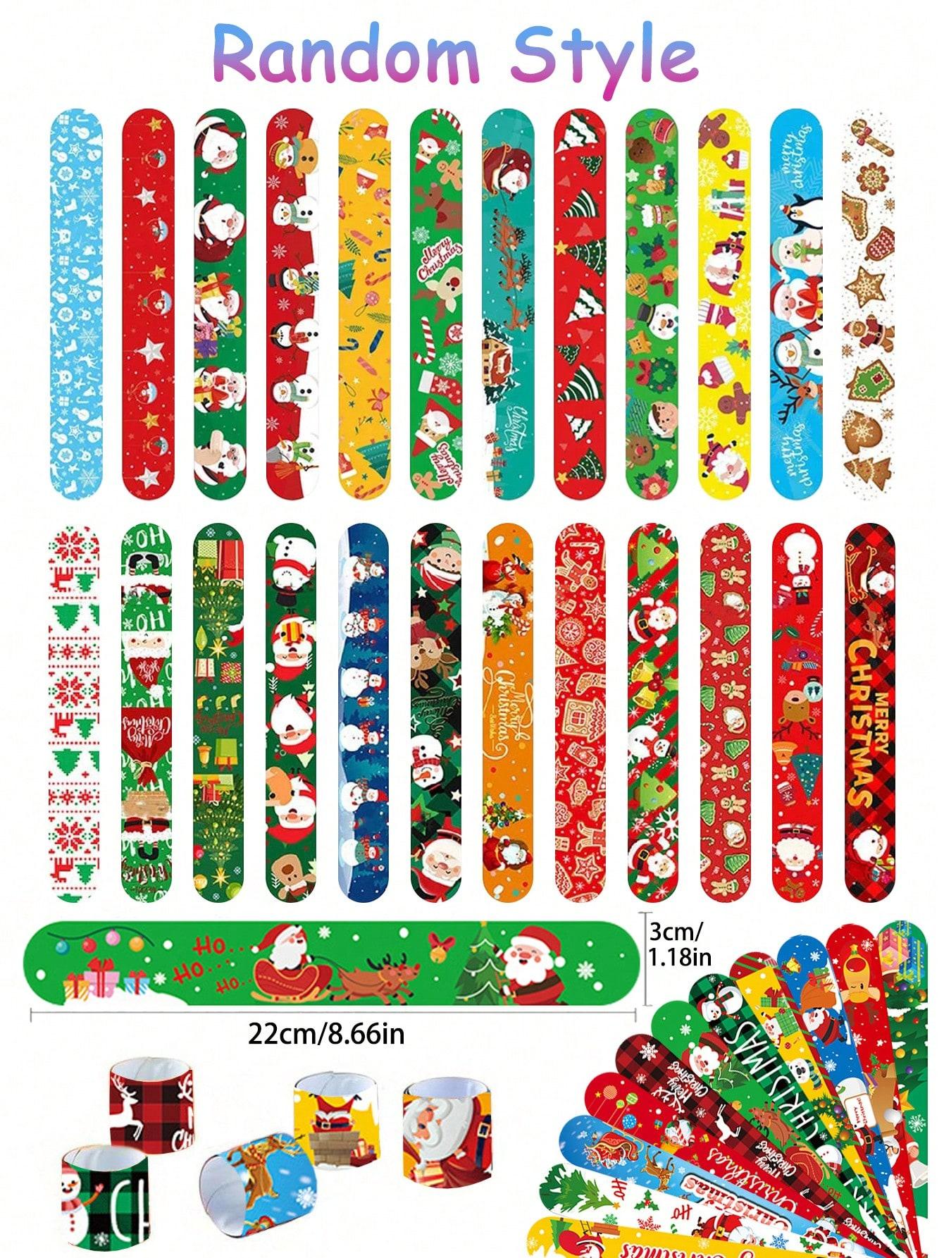

12/24Pcs Christmas Slap Bracelets, Christmas Party Favors for Kids, Christmas Stocking Stuffers, Christmas Toys 12PCS