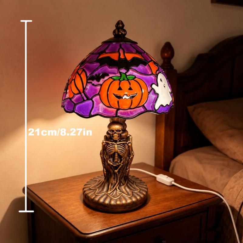 Halloween Kürbis Schädel Tischlampe Nachtlicht Gruselige Atmosphäre Schreibtischornament Für Zuhause Schlafzimmer Party Feiertagsdekoration Geschenke