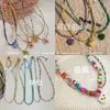Mori sweet girl style DIY colored rice beads necklace female dopamine millet beads beaded neck chain necklace