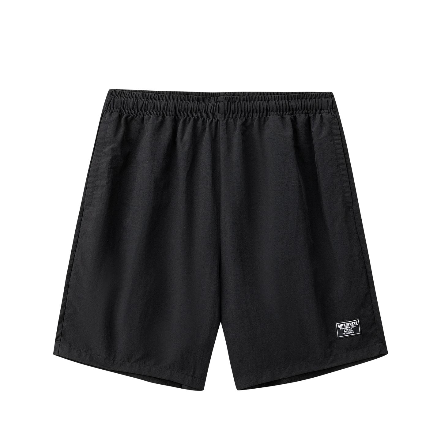 Anta Mens Woven Five-Point Shorts Summer 2026 Casual Shorts Men bottoms Basic-Black 952628502-3 S