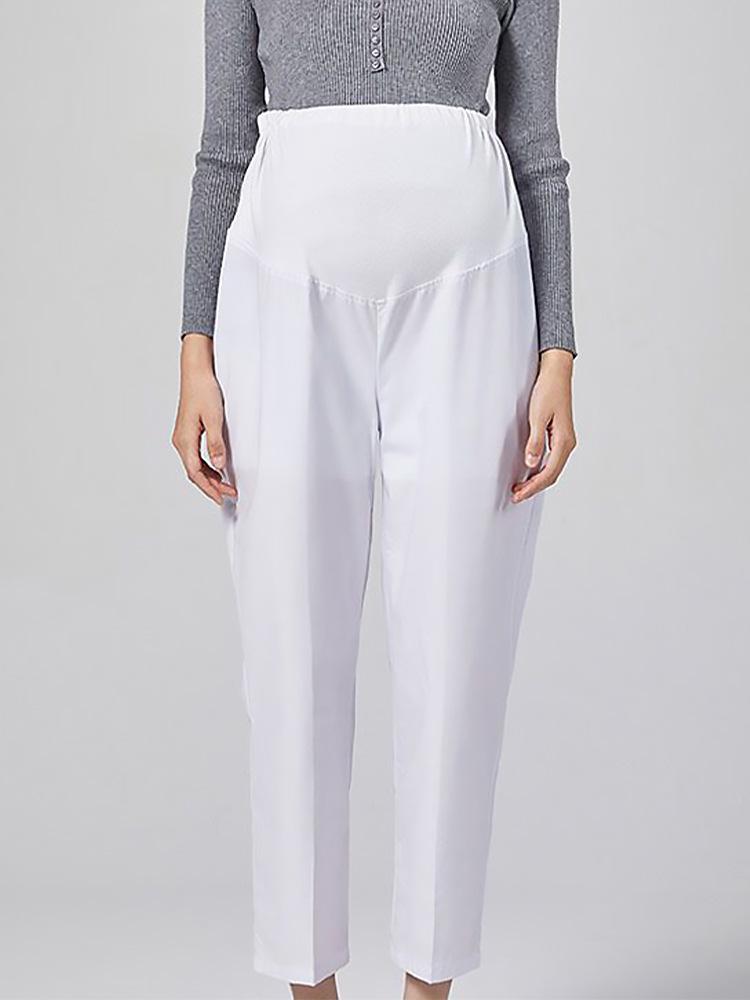 Maternity Nurse Pants - Adjustable Waist, Full Belly Support, Thick & Thin, Blue, Pink, White, Plus Size, Summer