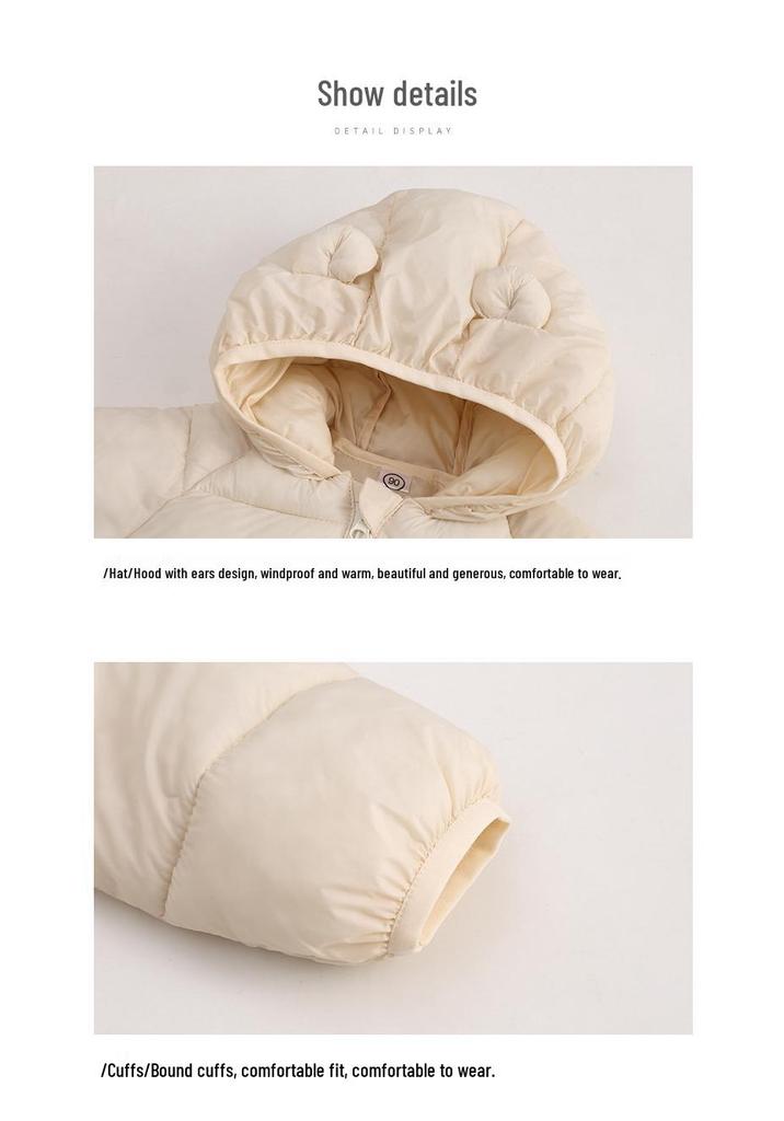 Autumn Winter Kids' Hooded Cotton Jacket - Lightweight, Korean Style, Warm Outerwear for Toddlers and Babies