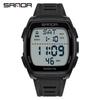 SANDA 9080 Square Original Men's Electronic Watch Wear-Resistant Waterproof Youth Bracelet Fashionable Gift for Boys With Alarm