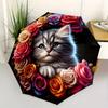 Flower Crown Kitten Automatic Folding Umbrella Compact Lightweight For Outdoor Adventurest67