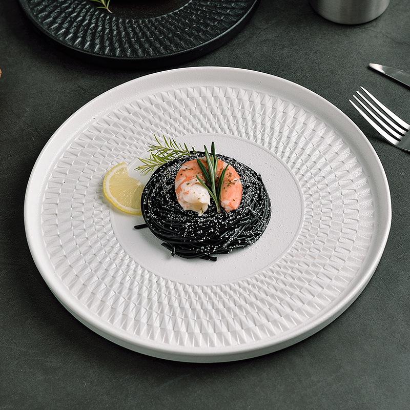 Japanese Club Premium Restaurant Tableware Ceramic Simple  Pasta Plate Salad  Artistic Concept Western