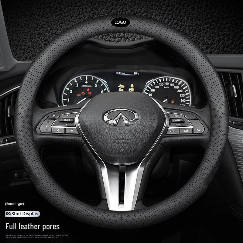 Genuine Leather Steering Wheel Cover for Infiniti QX50, Q50L, QX60, Q60, Q70, QX30