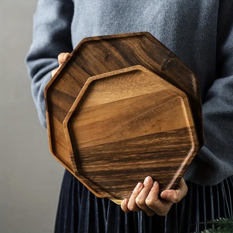Fashion Wooden Tea Tray Large Appetizer Snack Food Plate Coffee Dishes Kitchen Wood Serving Tray Decorative Tableware