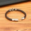 Modisches geflochtenes Retro-Armband aus Edelstahl mit Schnalle, schwarz, schlicht, lässig, Lederseil, Paarschmuck, passendes Herren-Lederarmband