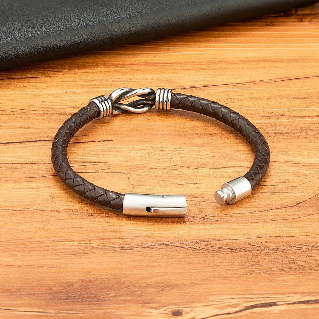 Modisches geflochtenes Retro-Armband aus Edelstahl mit Schnalle, schwarz, schlicht, lässig, Lederseil, Paarschmuck, passendes Herren-Lederarmband