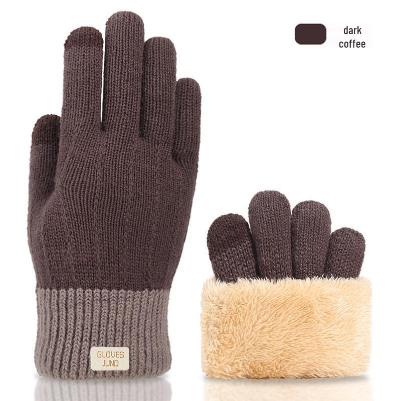 Women's Knit Touchscreen Winter Gloves - Warm, Thickened, Double-Layer Velvet for Outdoor Cycling and Cold Protection