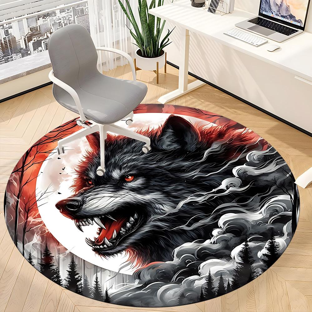 1pc Wolf Moon Night Forest Chair Carpet for Office, Non-slip, Soft and Durable Leisure Rug, Perfect for Office, Living Room yy251103123