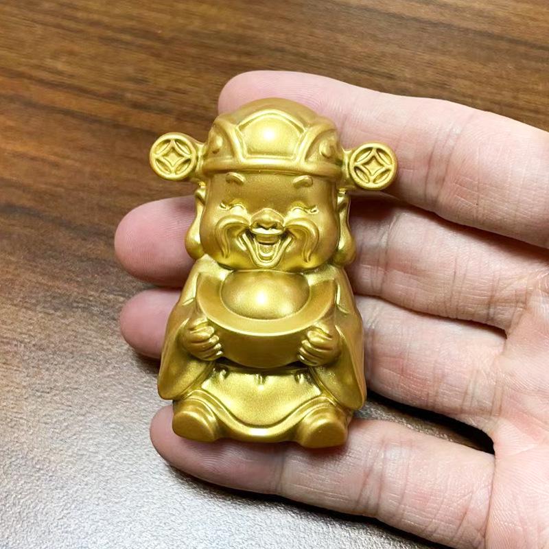 Solid Brass Smiling Face God of Wealth Desktop Ornament - Yuanbao Handicraft Gift Decoration