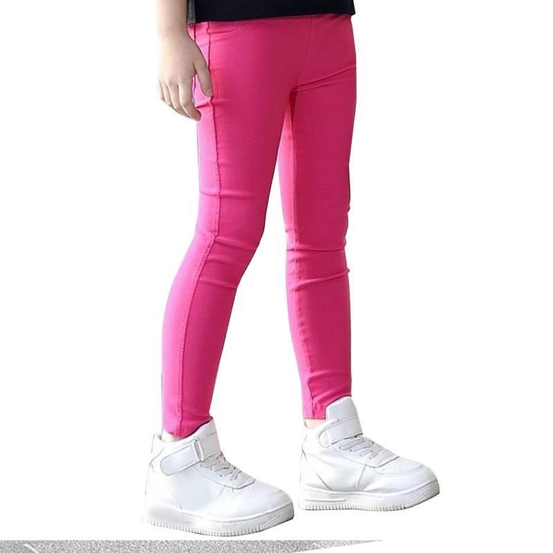 Kinder Mädchen Candy Color Baumwolle Slim Fit Bleistifthose Lässige elastische Hose mit Tasche Einfarbige Legging