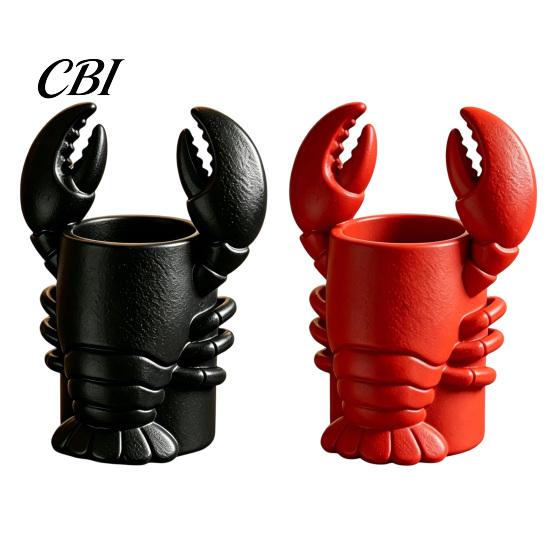 Novelty Desk Decor Lobster Pen Holder, 3D Printed Desktop Organizer, Crayfish Pencil Stand Creative Office Gift for Student Supplies, Halloween Party