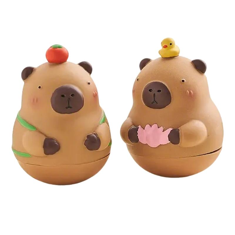 Cute Resin Capybara Ornament Hard Resin Animal Figurine Capybara Toy for Desk or Bookshelves Decoration