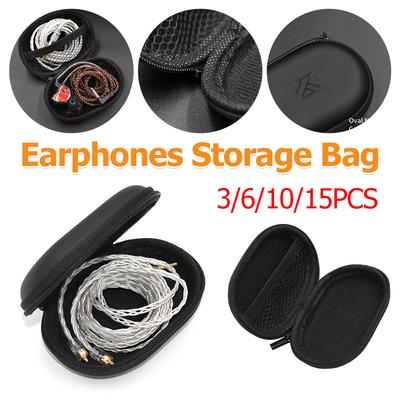 PU Leather Earphones Protective Case 3-15PCS Wired Headphones Zipper Storage Box USB Cable Carrying Bag for BA10 AS10 ES4 KZ CAA