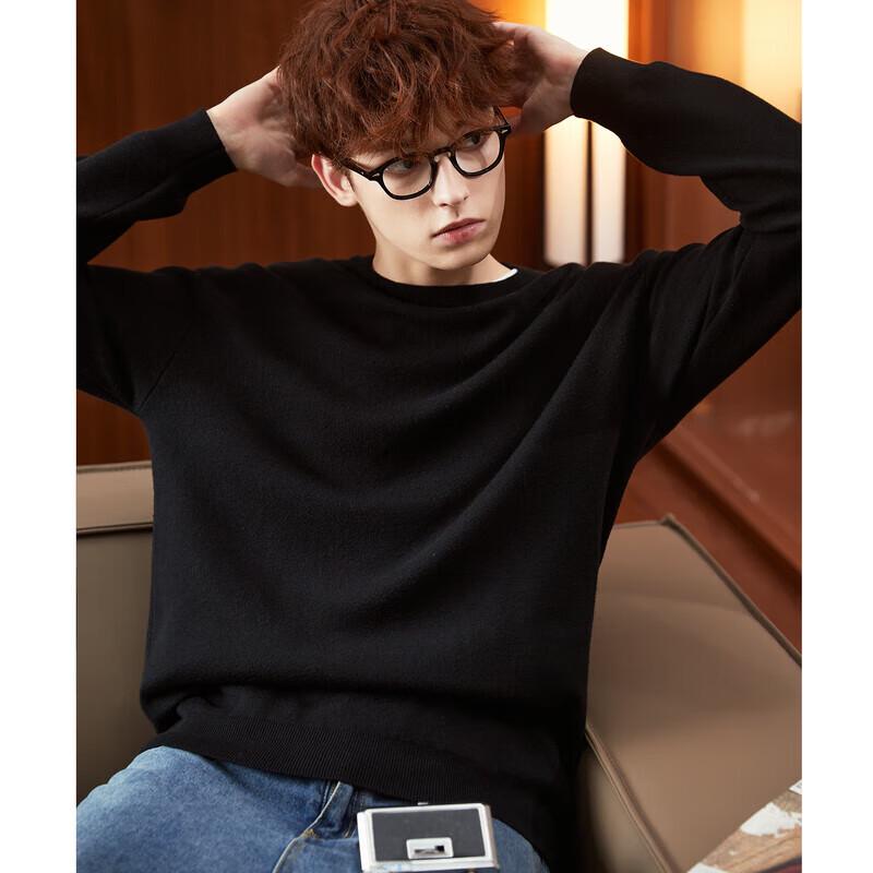 TonLion Men's 2023 Fleece-Lined Loose Round Neck Sweater